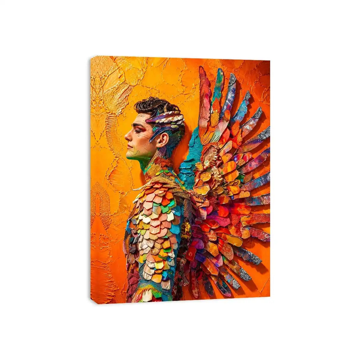 Colorful fantasy armor and wings portrait