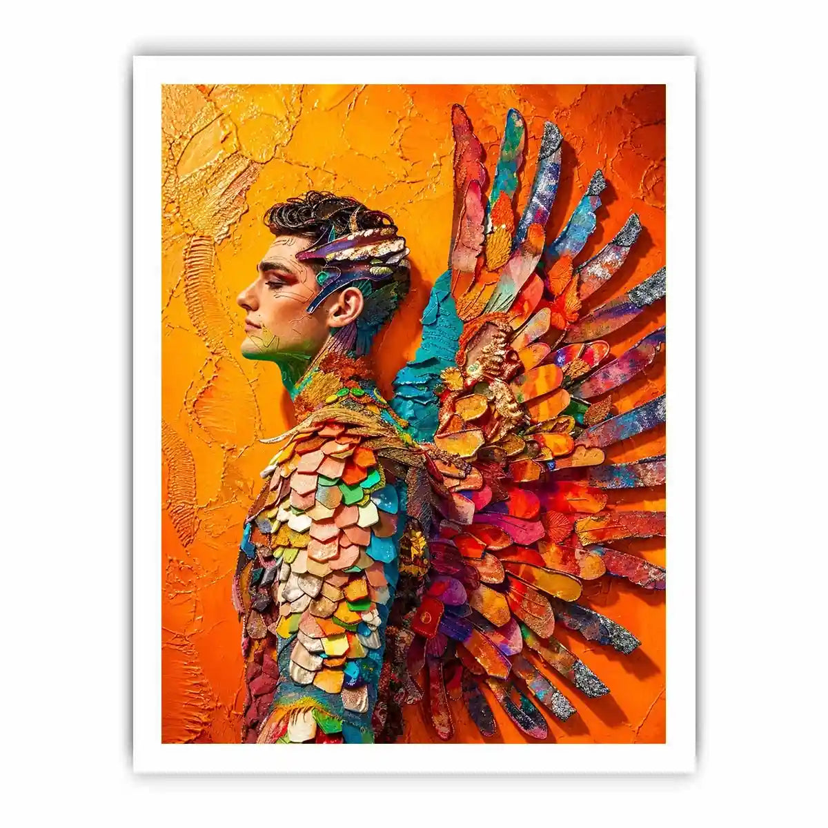 Colorful fantasy armor and wings portrait