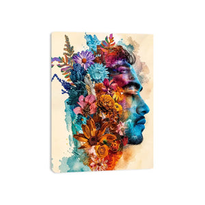 Botanical fusion in profile portrait