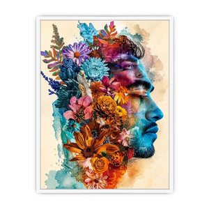 Botanical fusion in profile portrait