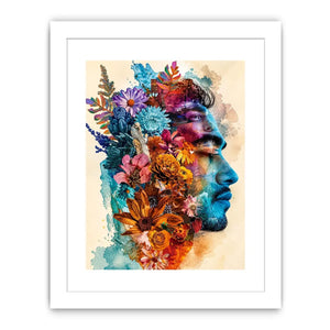 Botanical fusion in profile portrait