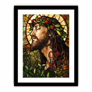 Jesus Glass Art framed Print