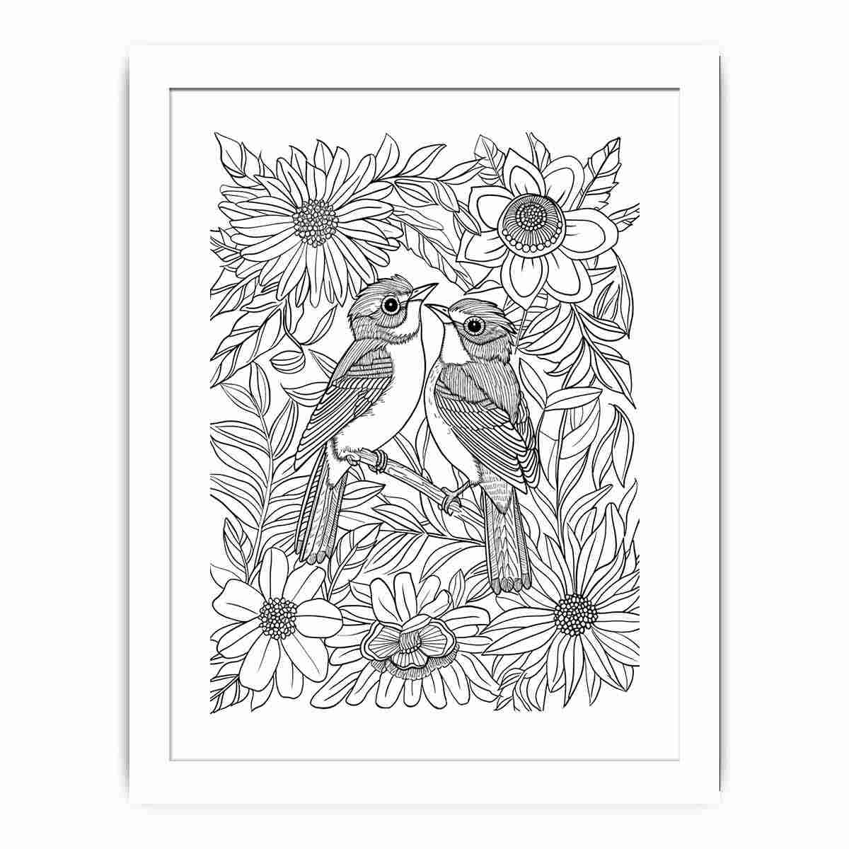 Color Me Love Birds framed Print