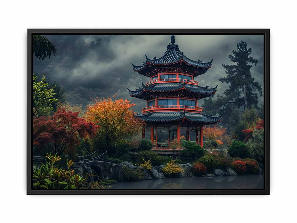 Maple Mountain Pagoda Art canvas Print