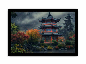 Maple Mountain Pagoda Art framed Print