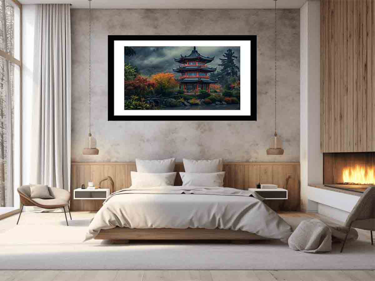 Maple Mountain Pagoda Art Print