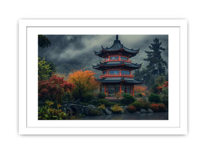 Maple Mountain Pagoda Art framed Print