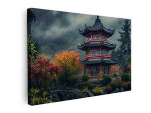 Maple Mountain Pagoda Art canvas Print