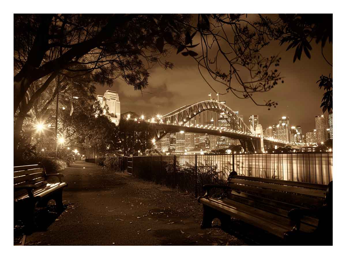 Story Bridge at Night Sepia