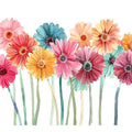 Pastel watercolor daisy canvas print with colorful flowers for bright bedroom decor.