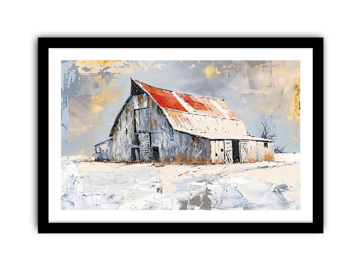 white barn art Art framed Print