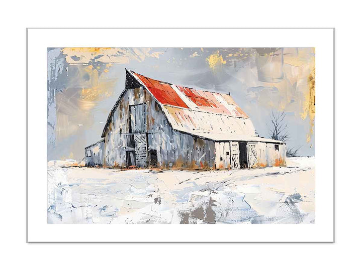 white barn art Art framed Print
