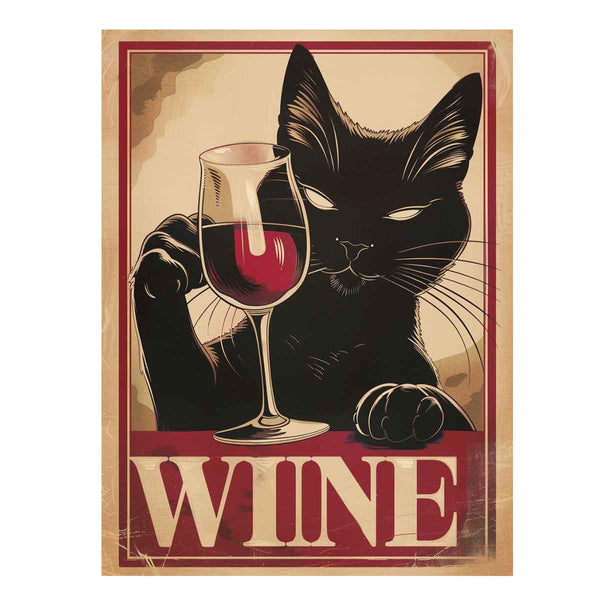 Vintage cat & wine