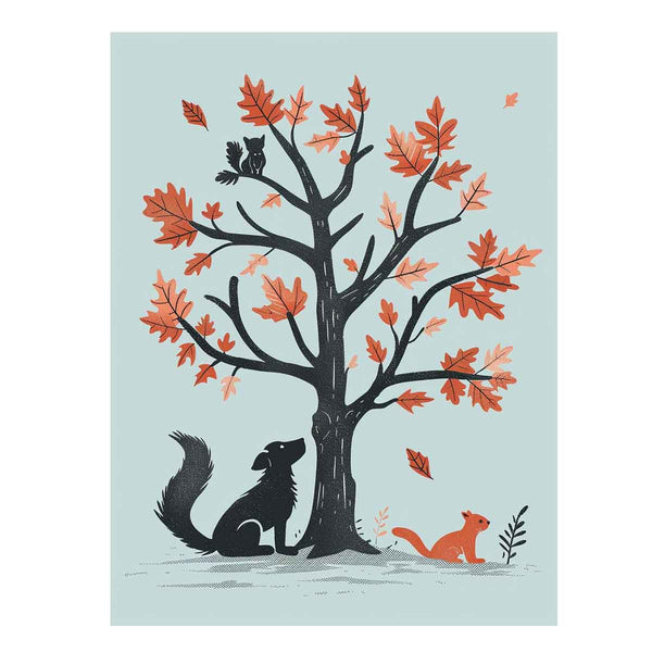 oak tree & animals Art Print
