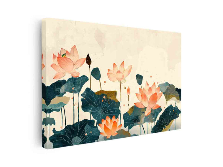 Watercolor lotus Art canvas Print