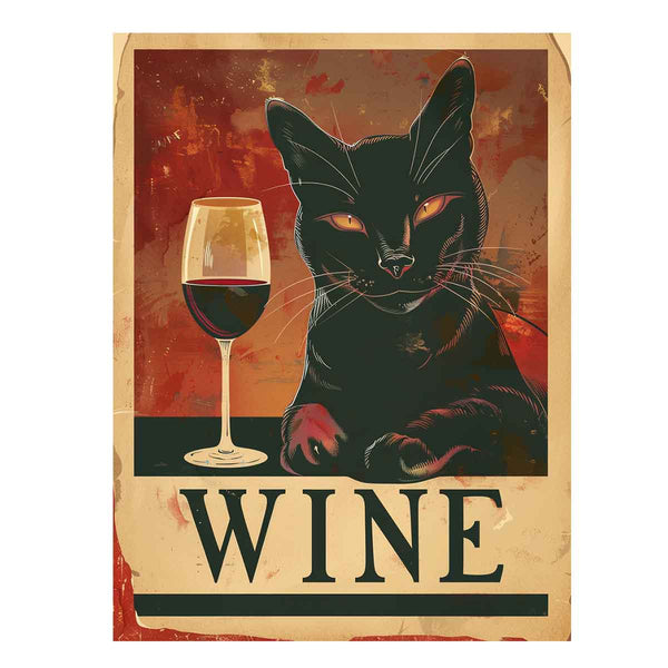 Red wine & cat Art Print