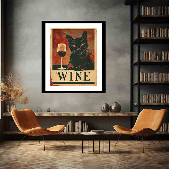 Red wine & cat Art Print