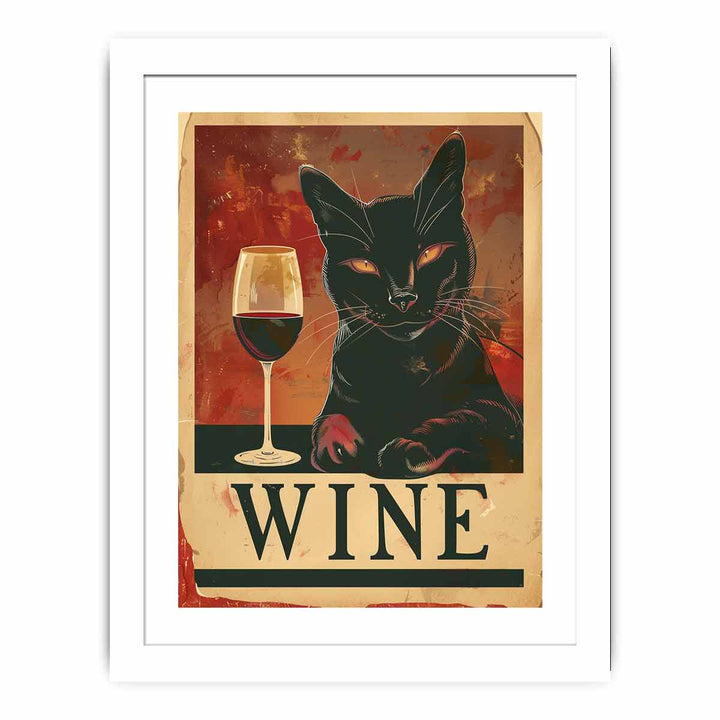 Red wine & cat Art framed Print