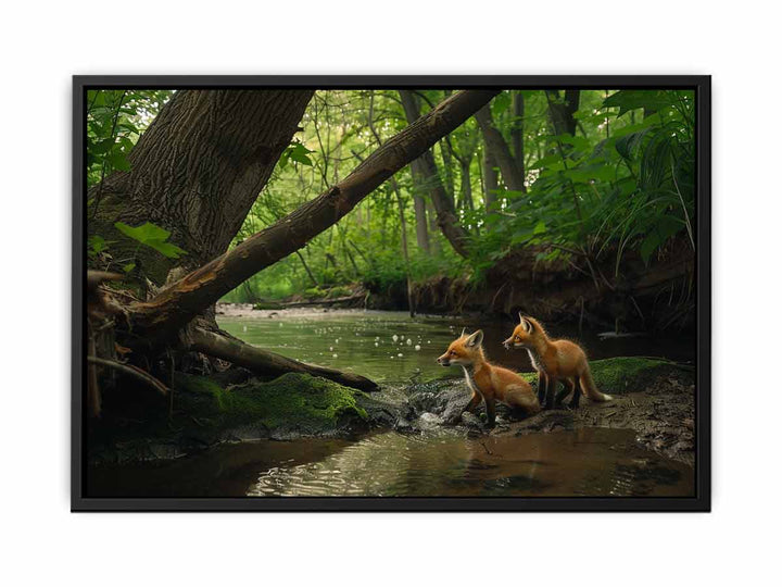 Red fox in Jungle  Art  canvas Print