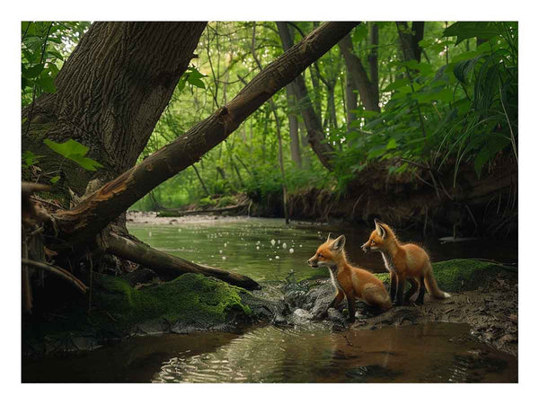 Red fox in Jungle  Art Print