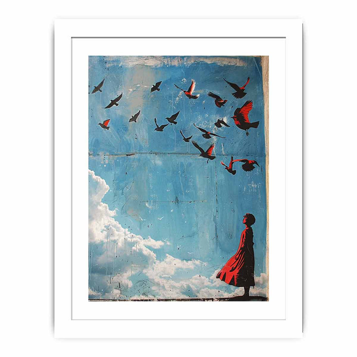 Birds in Sky framed Print