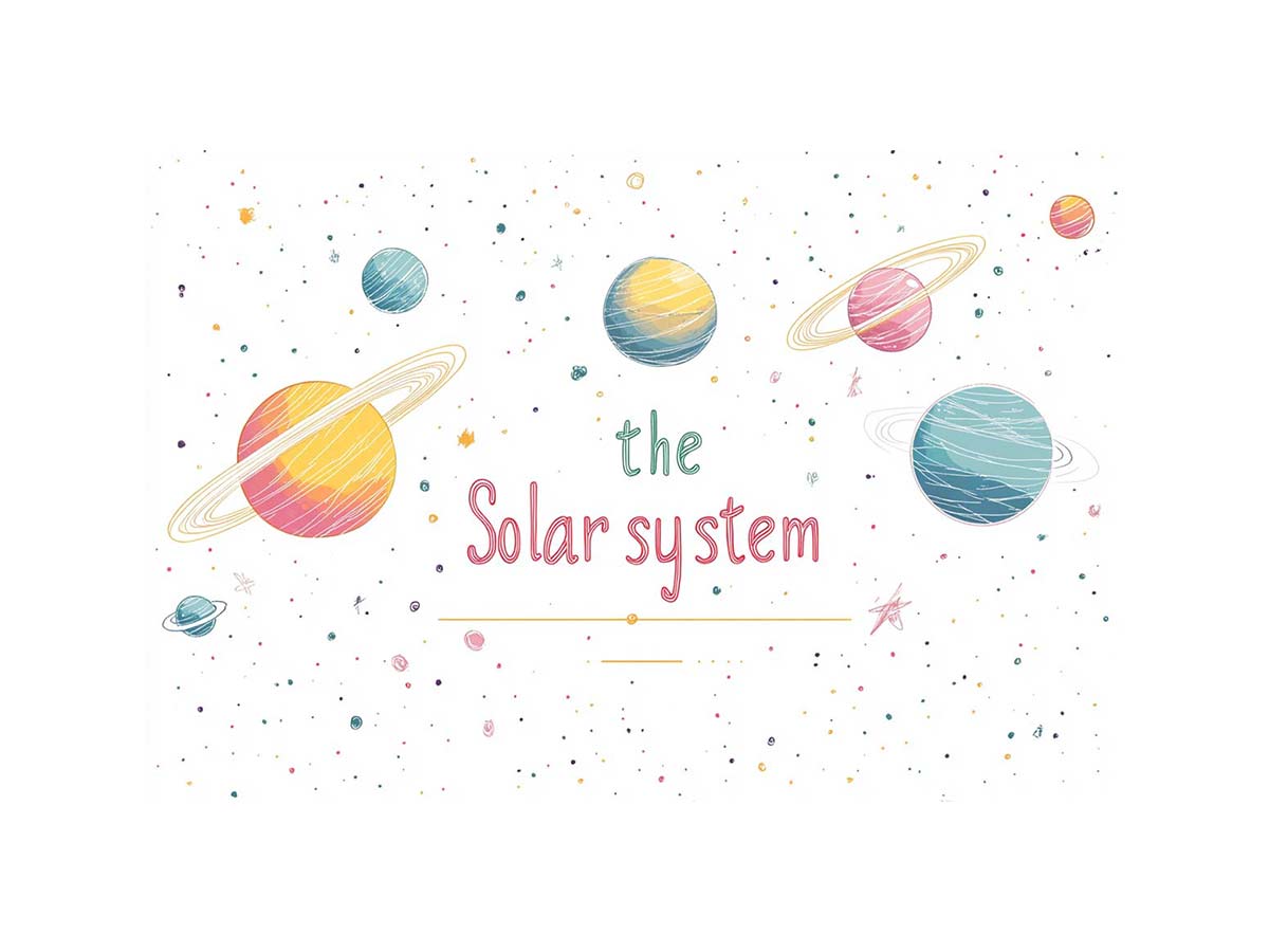 Cute solar system canvas art with planets, stars, and playful lettering for kids room.