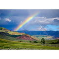 Rainbow mountain landscape photography canvas for living room decor.