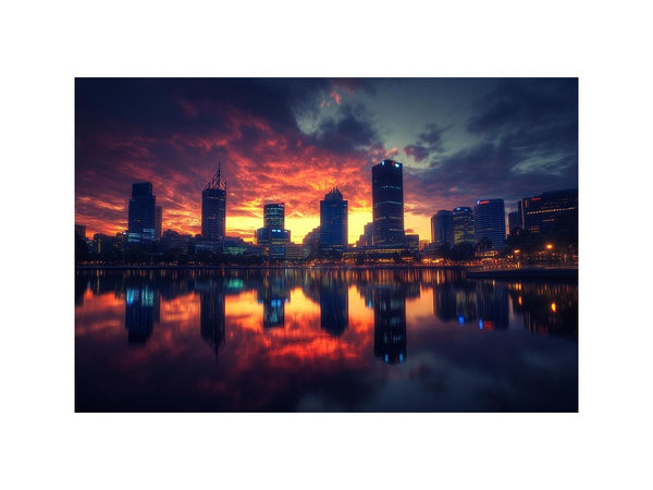 Golden Skyline on Water