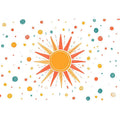 Playful sun and dots canvas art for bright kids room decor.