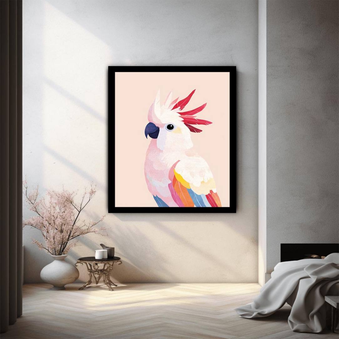Pink cockatoo Watercolor painting