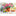 Watercolor flower canvas with potted blooms and fruit for kitchen decor.