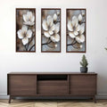 3 Panel White  Flower Painting