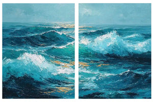 2 piece wave abstract wall art