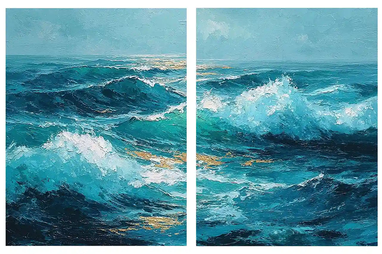2 piece wave abstract wall art