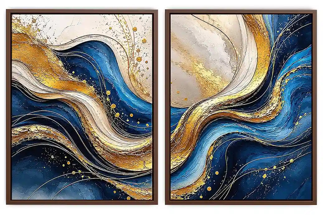  Gold Blue Abstract Waves 