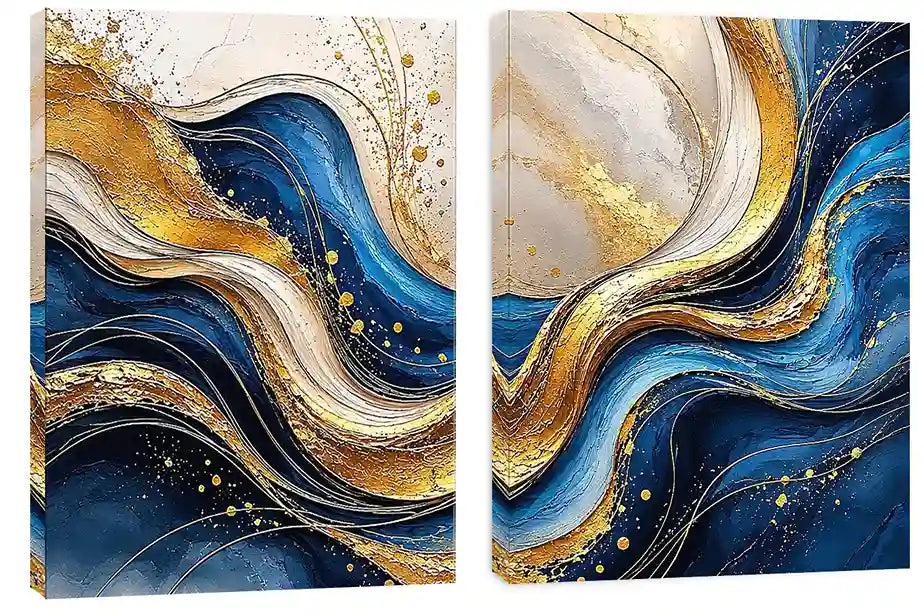  Gold Blue Abstract Waves 