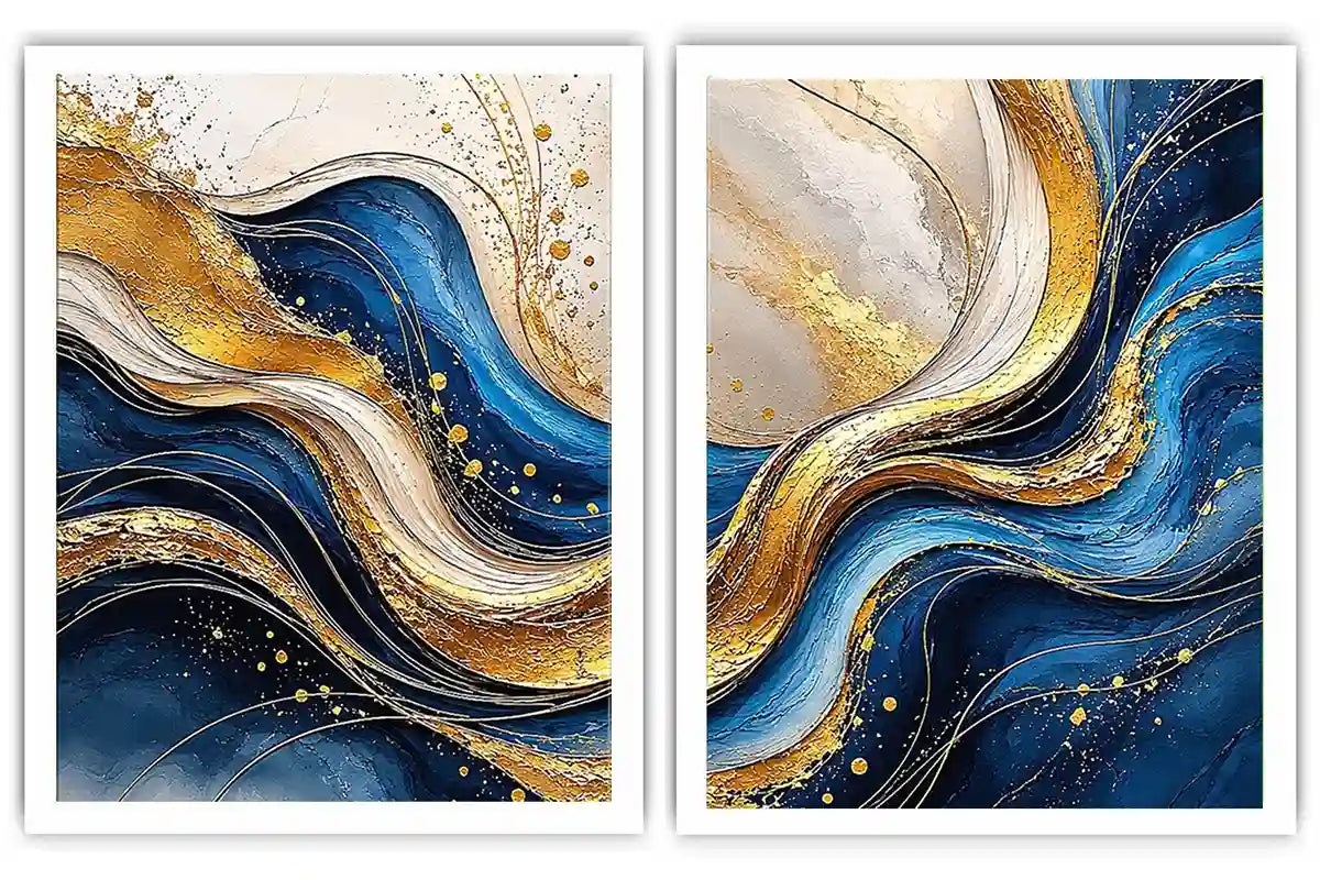  Gold Blue Abstract Waves 