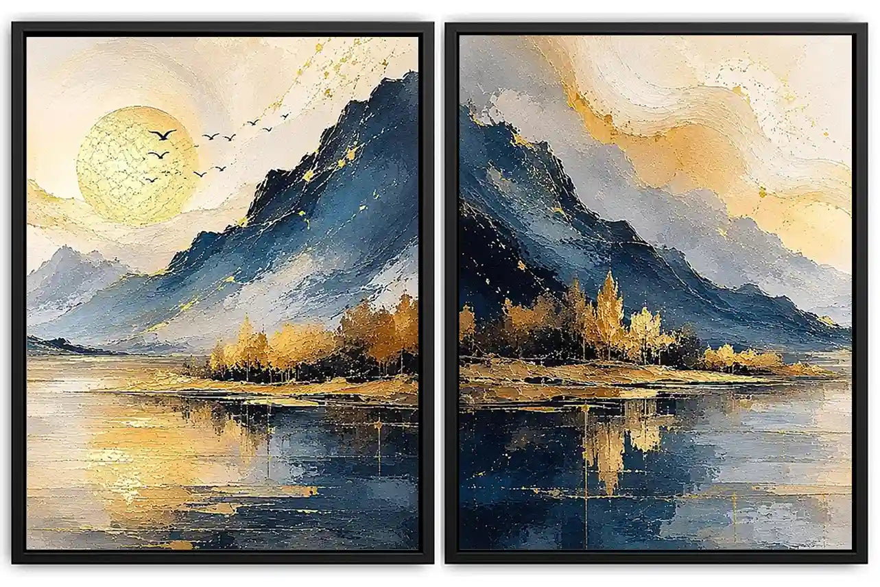 2 piece wave abstract wall art