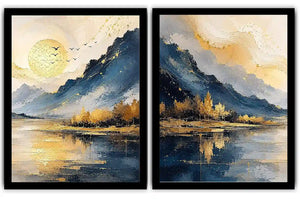 2 piece wave abstract wall art