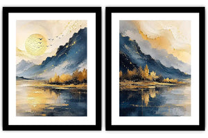 2 piece wave abstract wall art