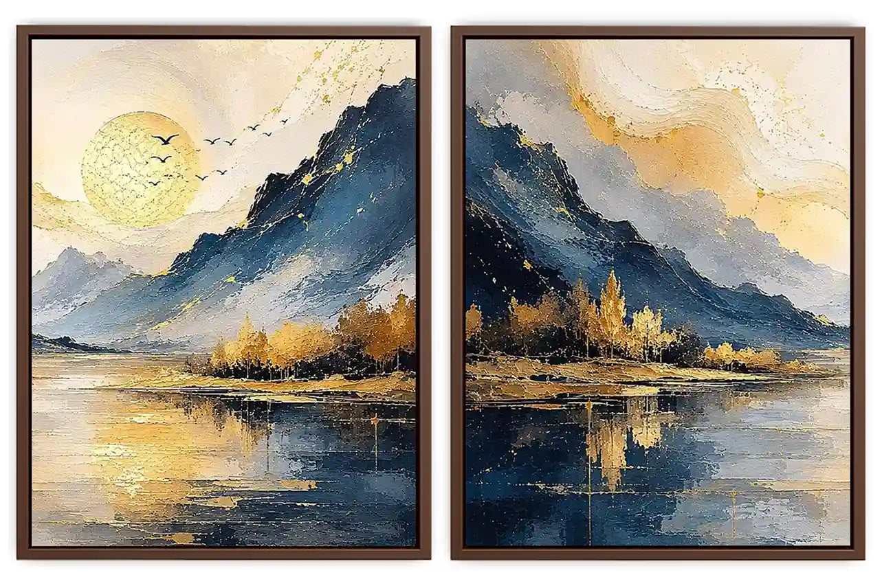 2 piece wave abstract wall art