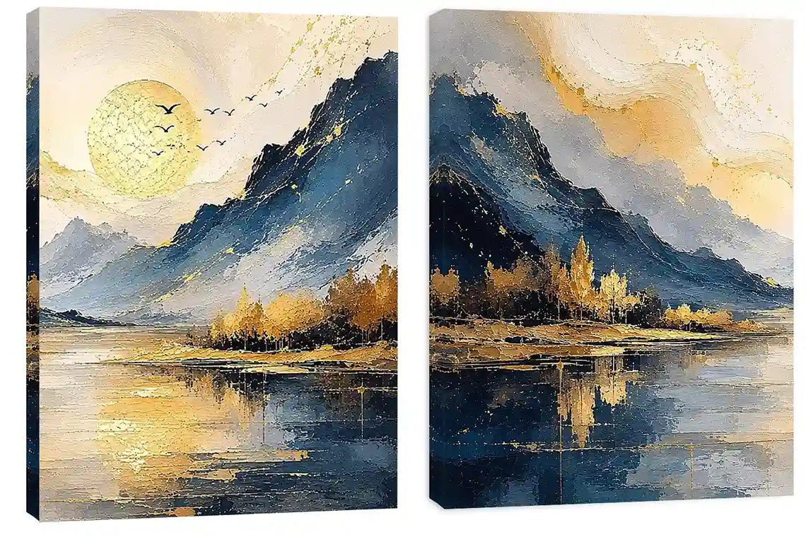 2 piece wave abstract wall art