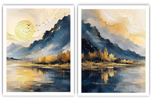 2 piece wave abstract wall art