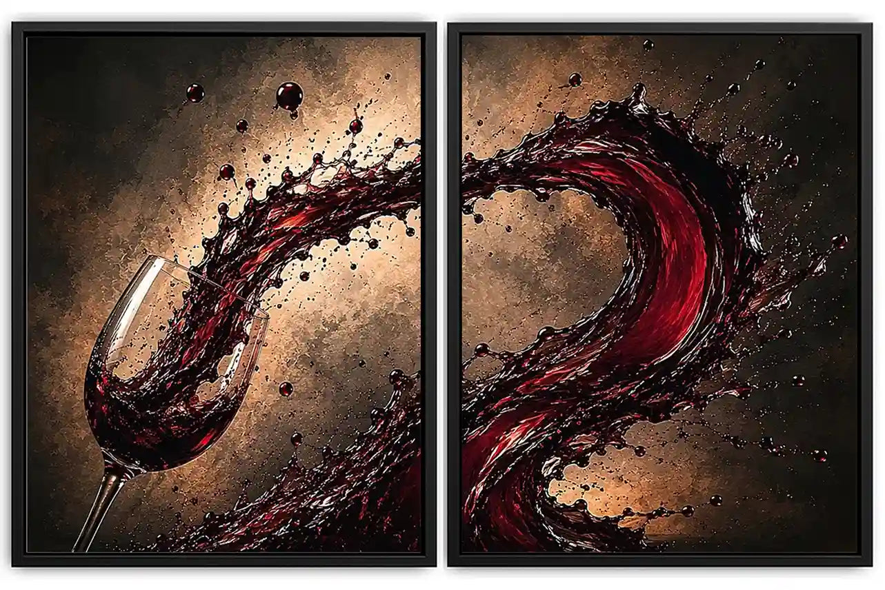 wine splash 2 peice wall art