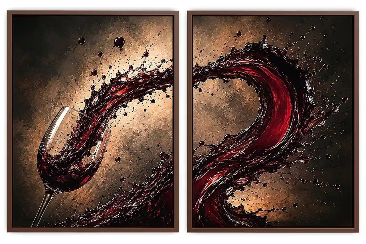 wine splash 2 peice wall art