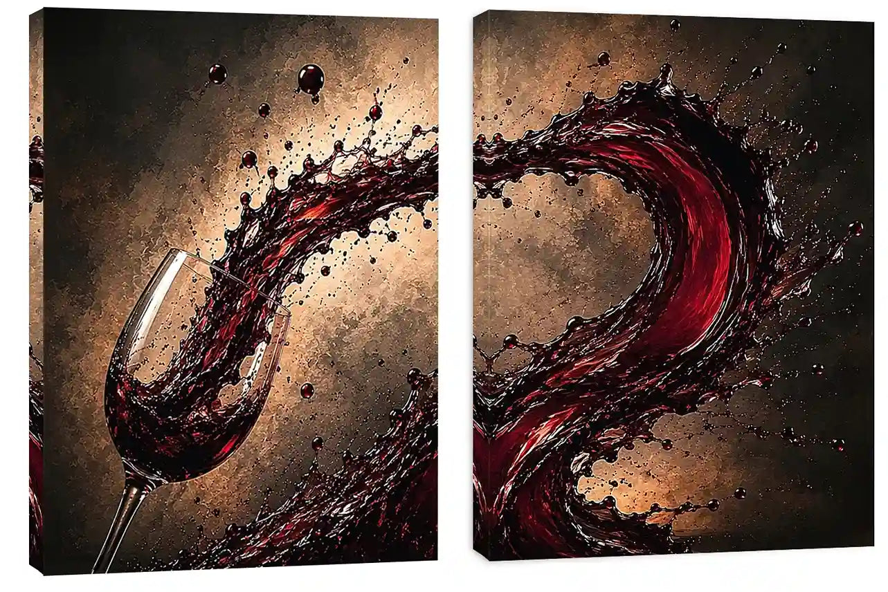 wine splash 2 peice wall art