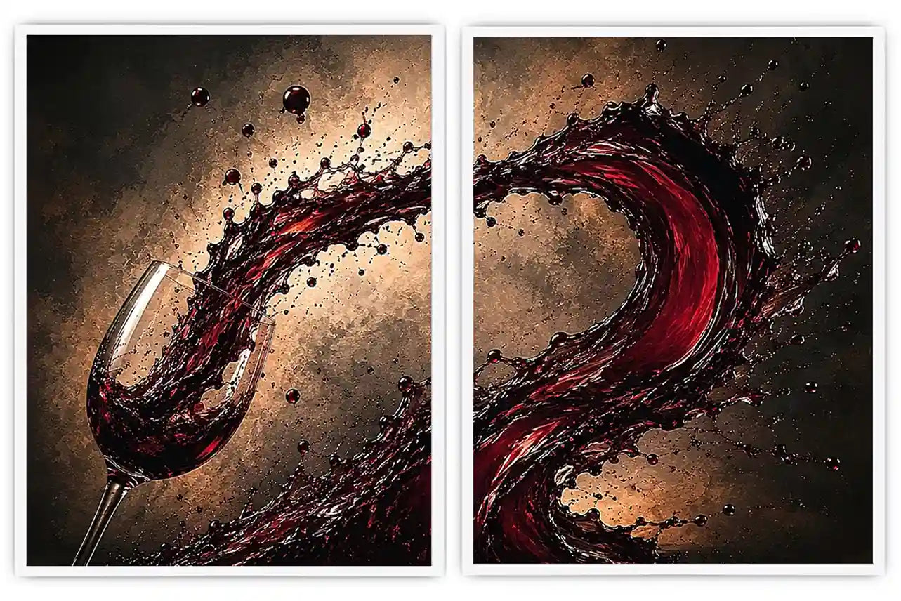 wine splash 2 peice wall art
