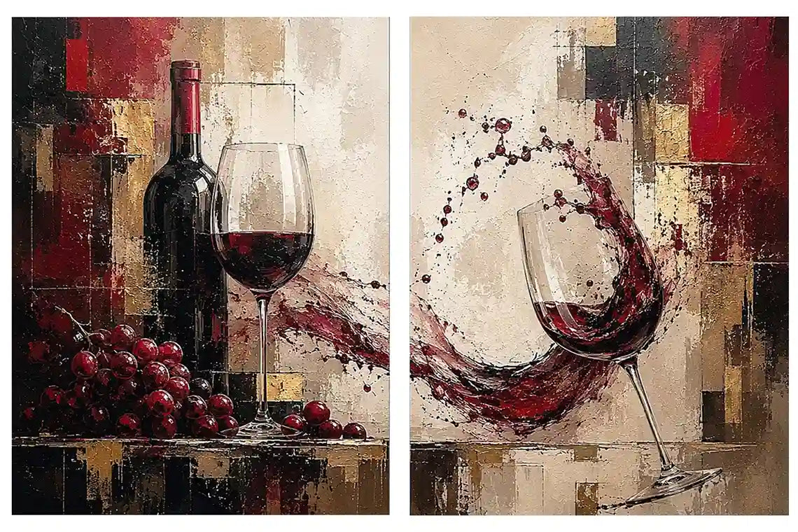 Red wine Diptych 