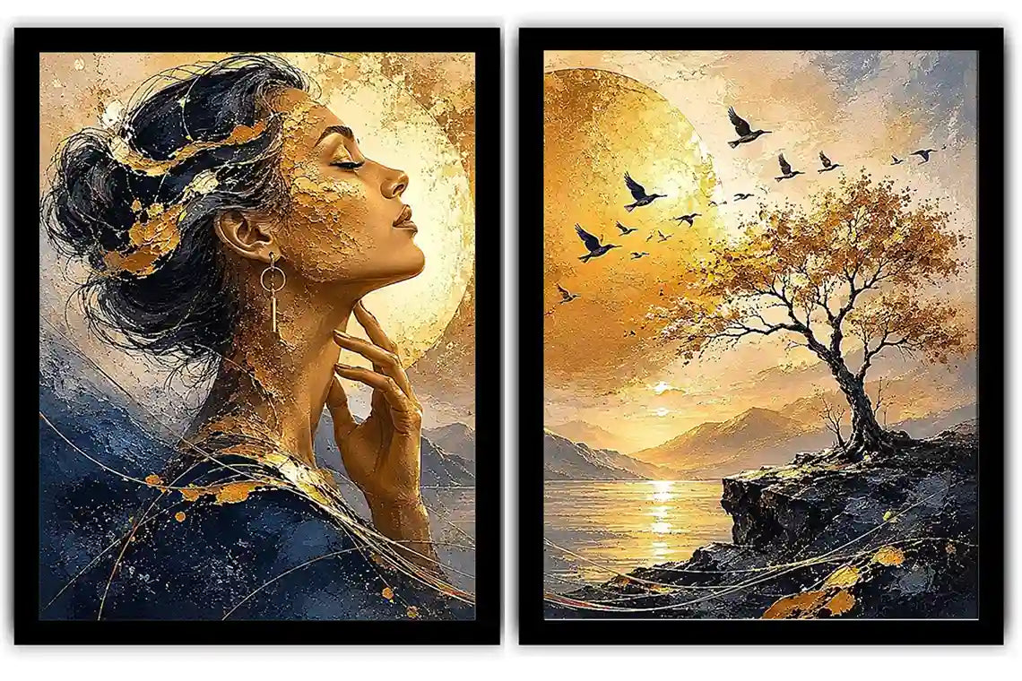 Golden Reverie 2 Piece Art Set