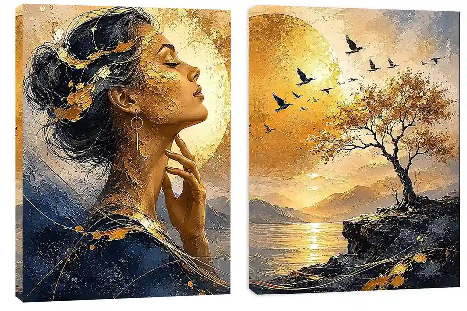 Golden Reverie 2 Piece Art Set